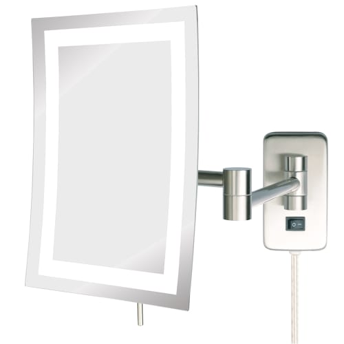Espejo Rectangular Jerdon con Luz LED, Aumento de 5x, Acabado en Níquel